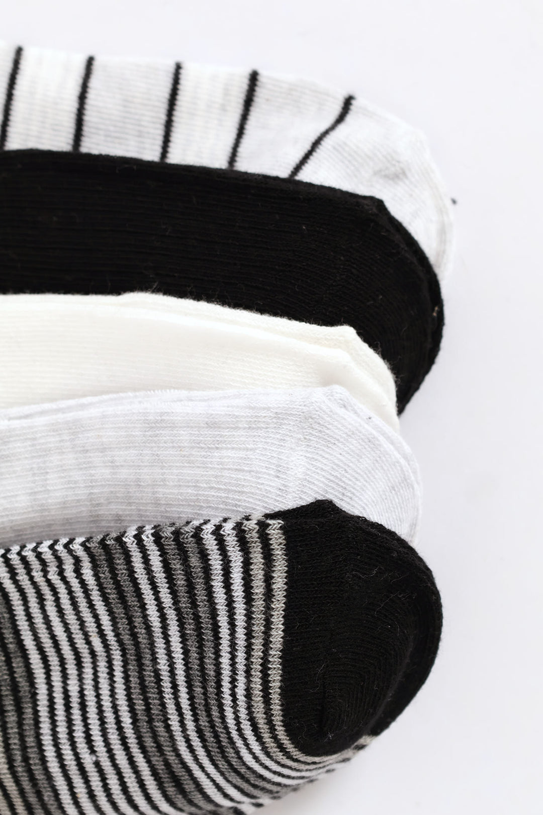 5 Pack Mono Stripes Low Cut Fashion Socks - Black/Grey