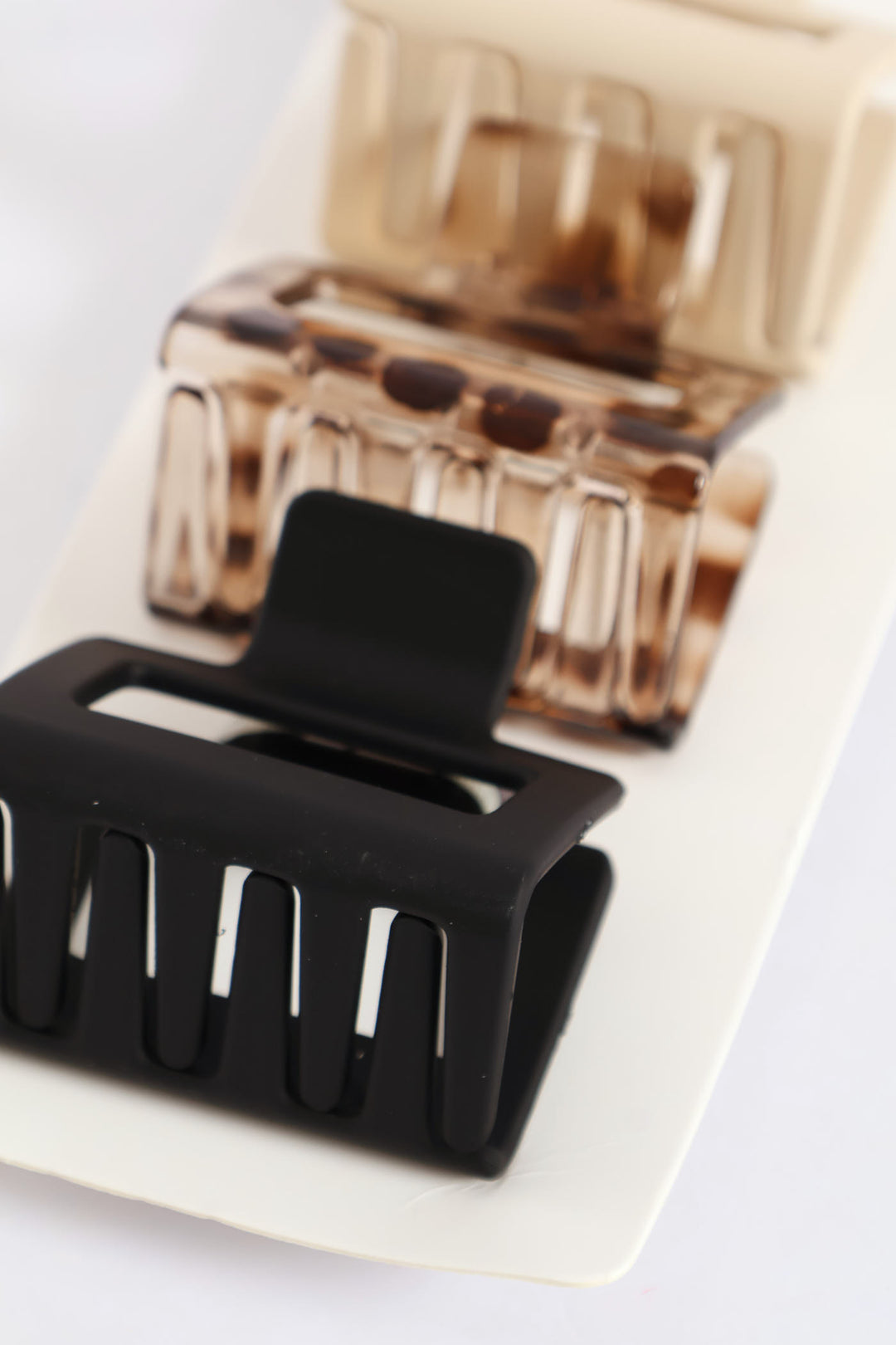 3 Pack Square Hair Grip - Tortoise