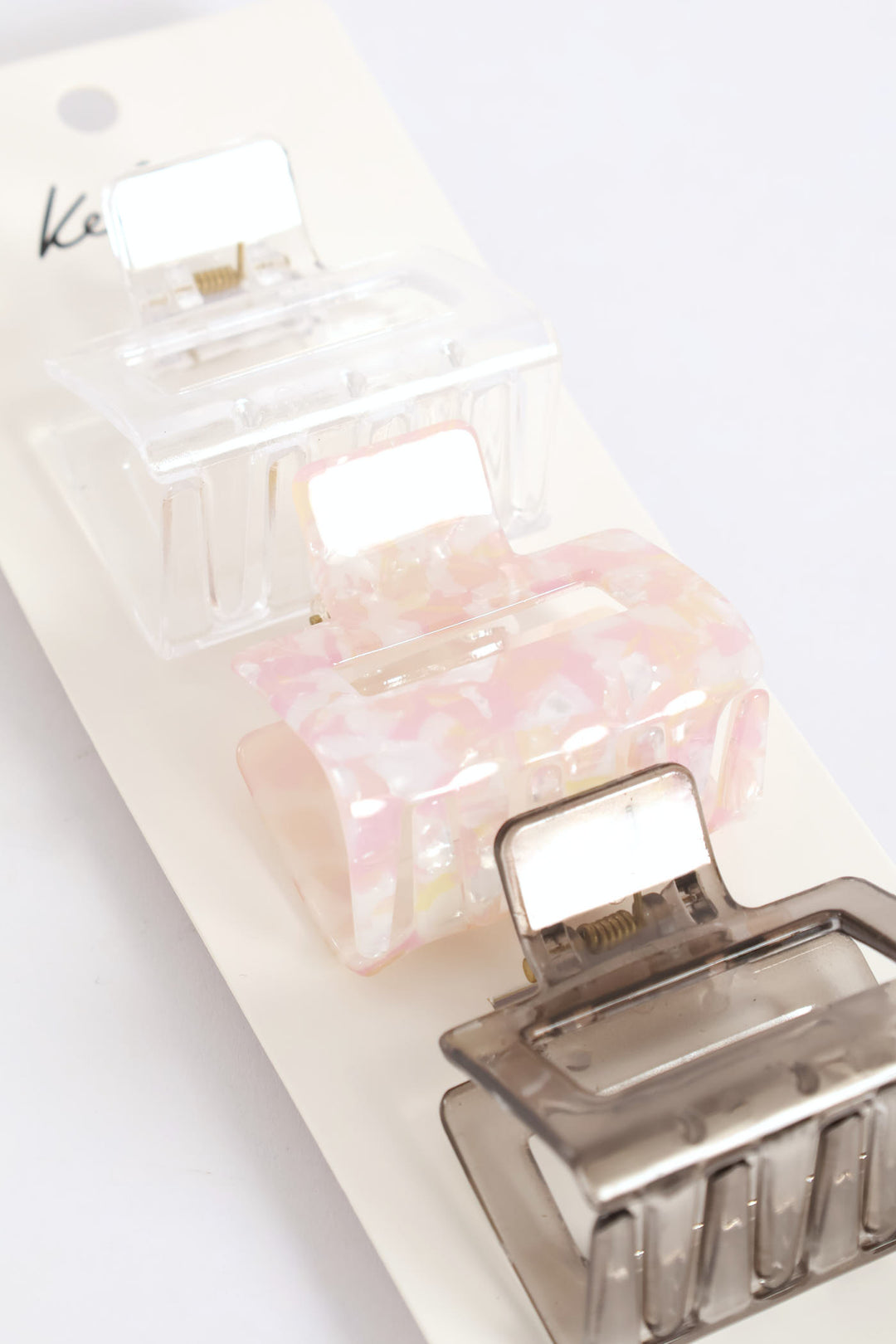 3 Pack Square Hair Grip - Light Pink