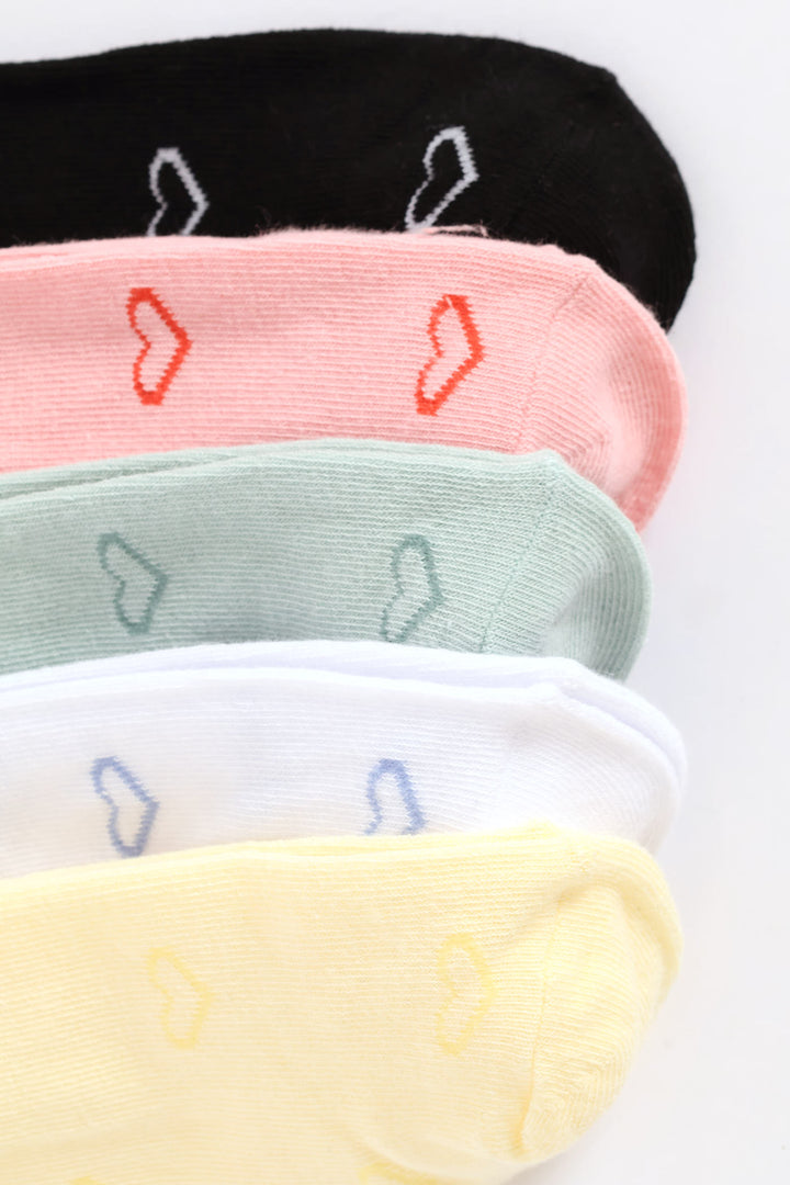 5 Pack Hearts Low Cut Fashion Socks - Multi
