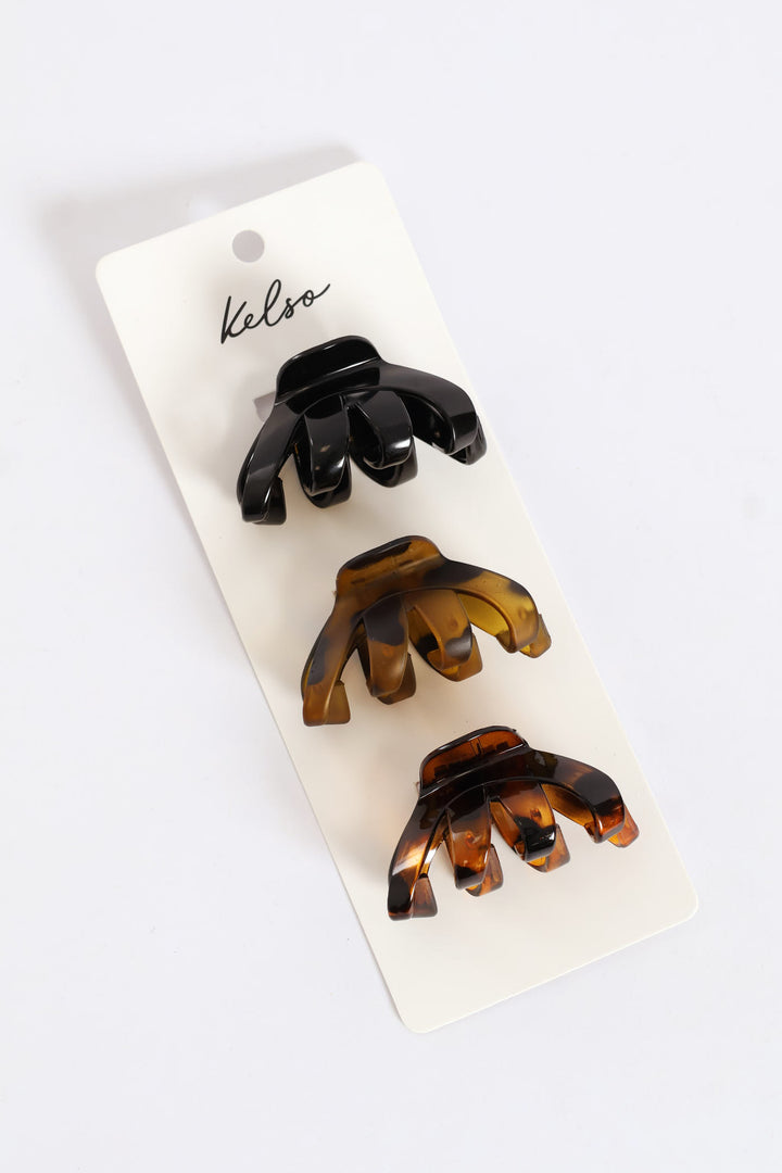 3 Pack Hair Grip - Brown