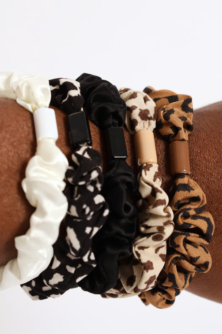 5 Pack Hair Scrunchies - Animal Print