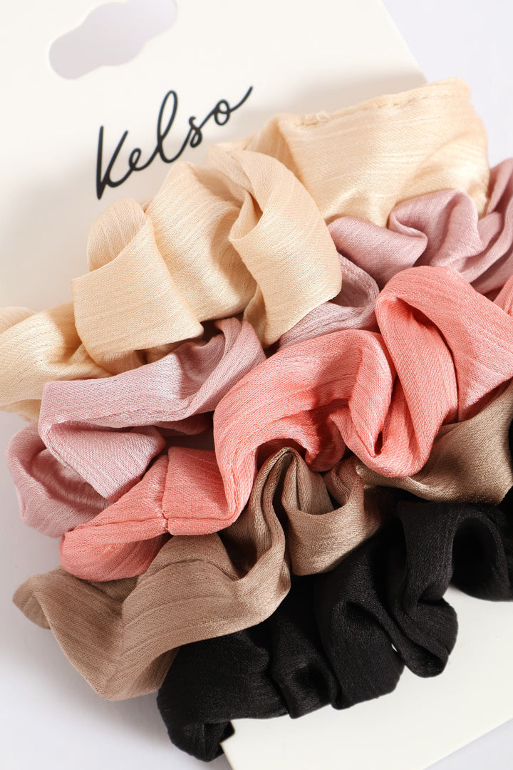 5 Pack Text Hair Scrunchies - Multi