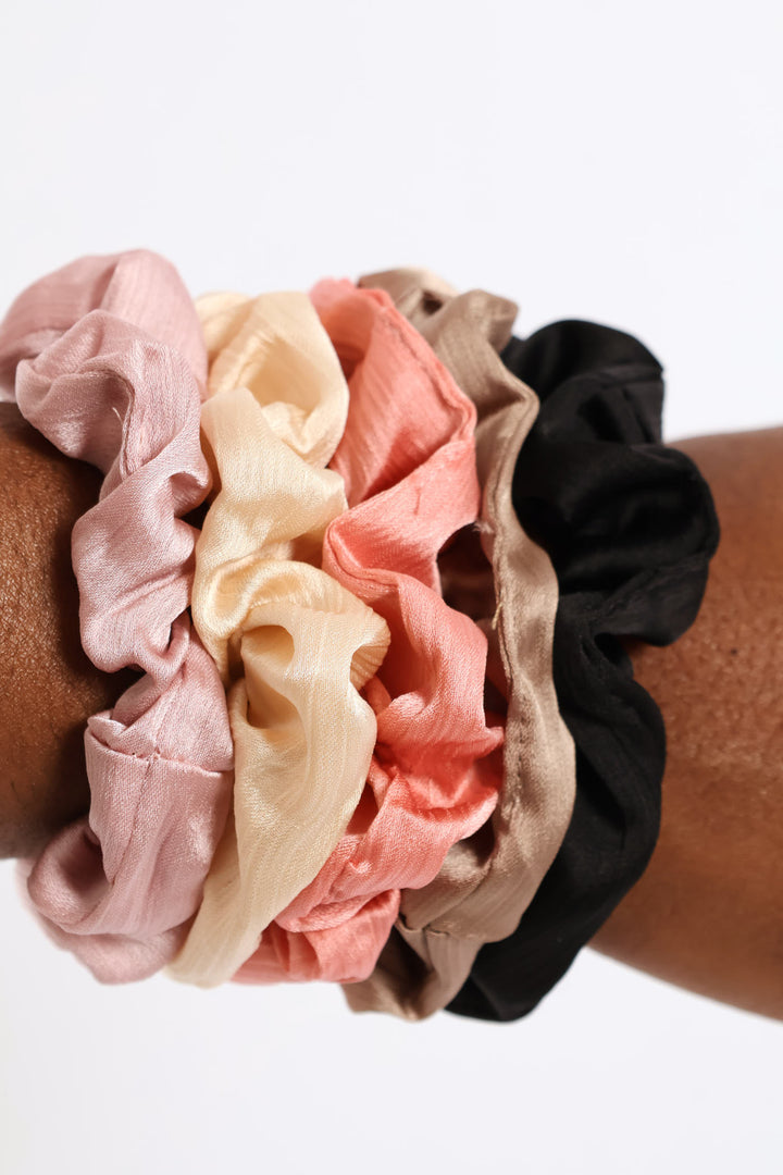 5 Pack Text Hair Scrunchies - Multi