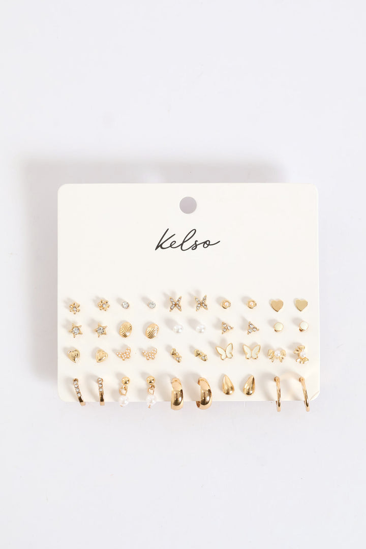 20 Pack Butterfly Hoops - Gold