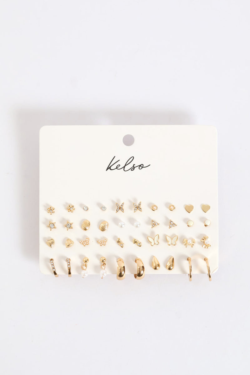 20 Pack Butterfly Hoops - Gold