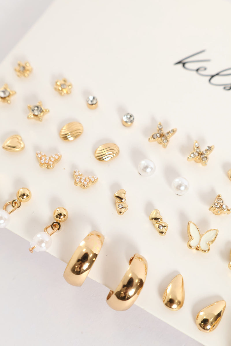 20 Pack Butterfly Hoops - Gold