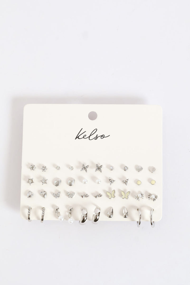 20 Pack Butterfly Hoops - Silver