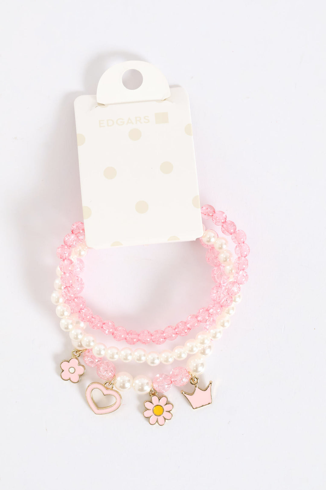 Girls Hearts & Flower Charms Anklet - Pink