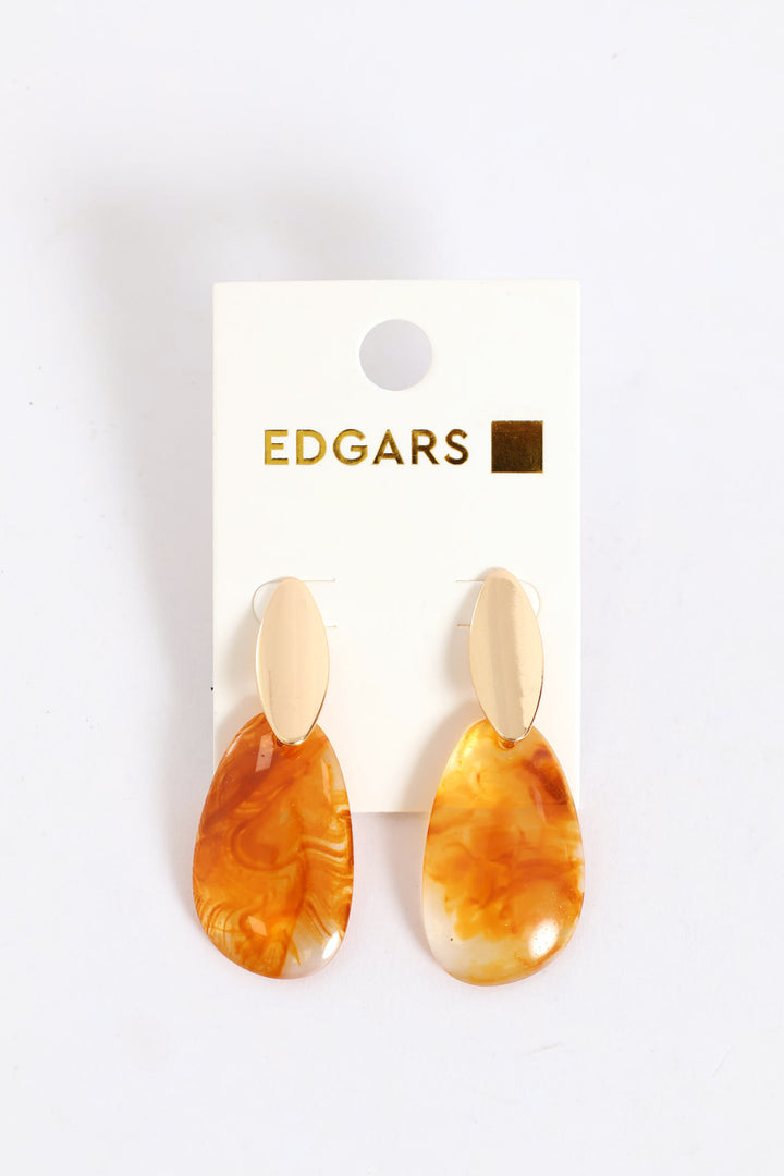 Resin Drop Earring - Gold