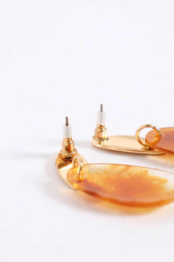 Resin Drop Earring - Gold