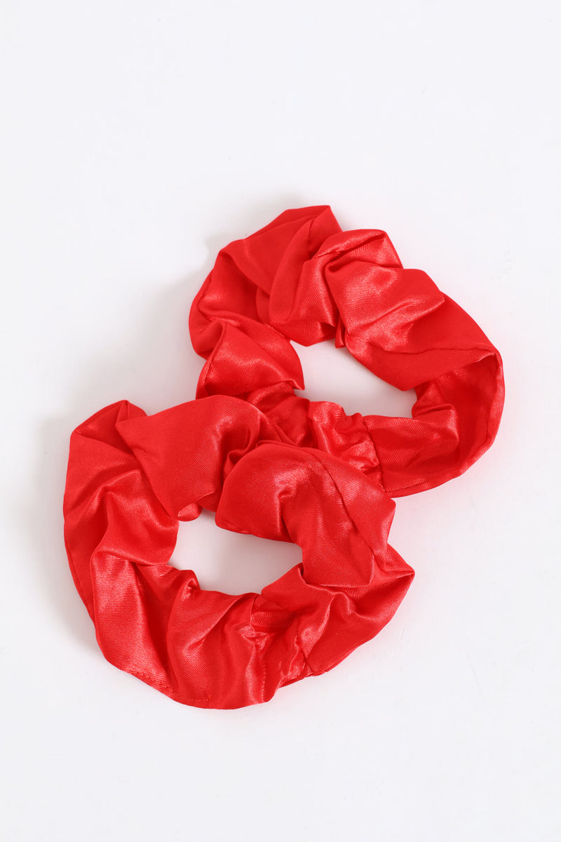 Girls 2 Pack Scrunchies - Red