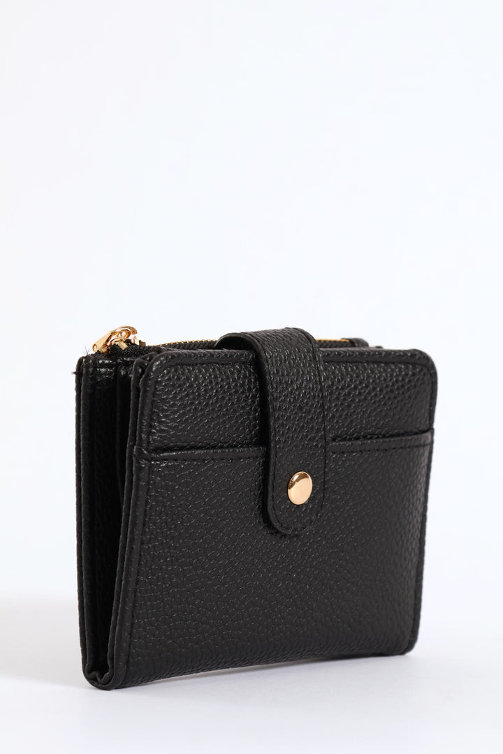 Medium Bifold Flap Purse - Black