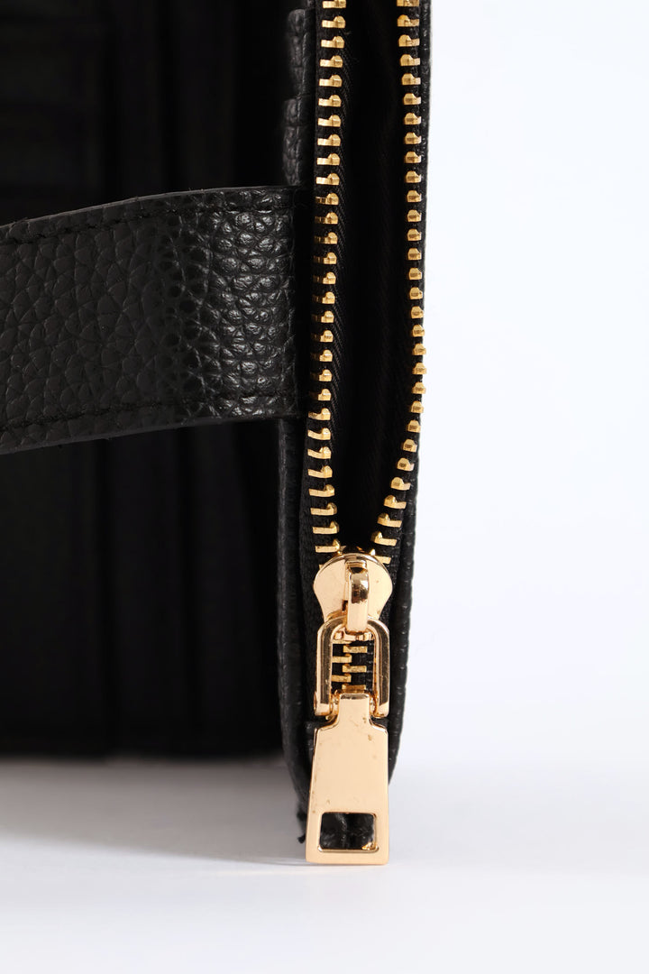 Medium Bifold Flap Purse - Black