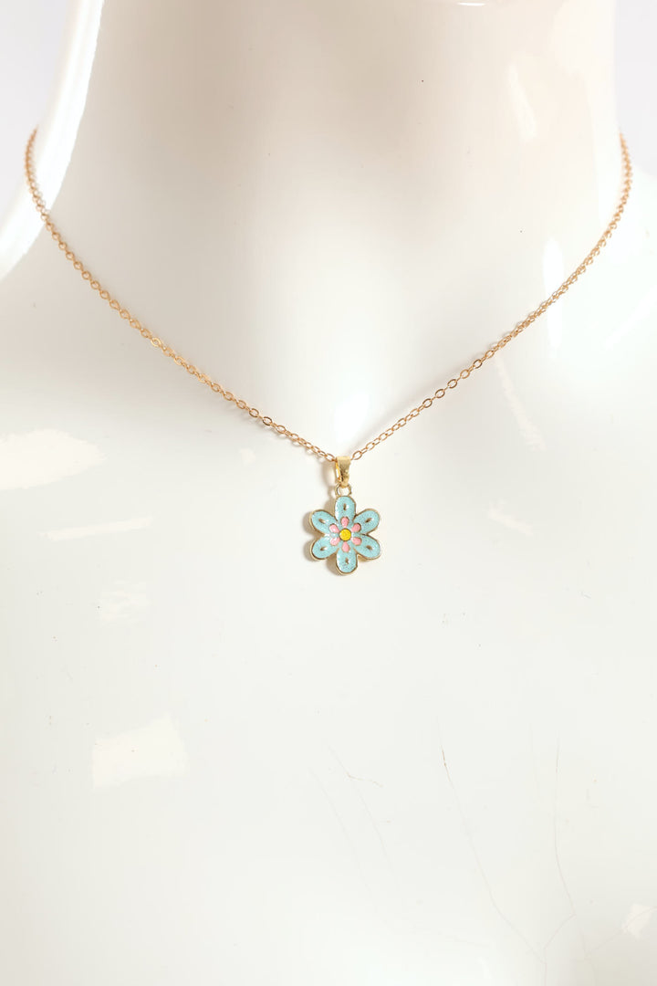 Girls Floral Necklace Set - Aqua