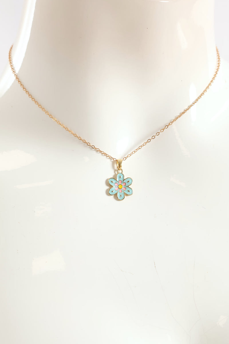 Girls Floral Necklace Set - Aqua