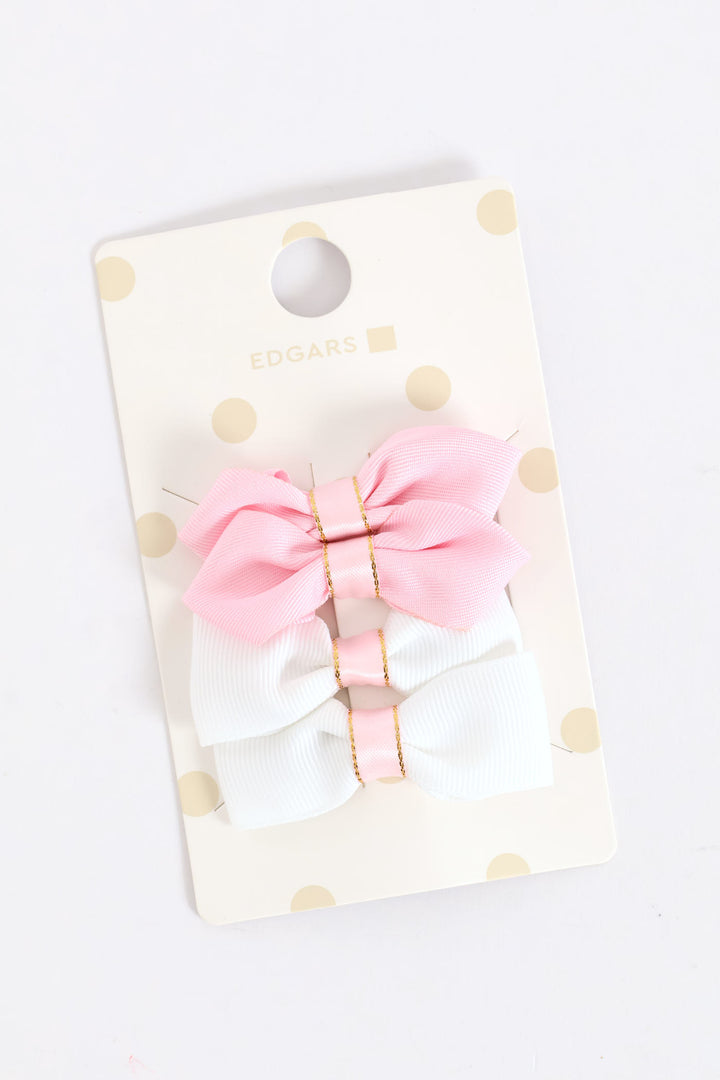 Girls Bow Small Clips - Pink