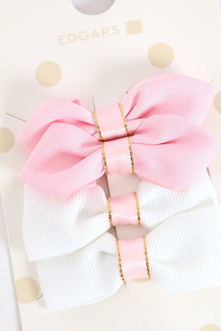 Girls Bow Small Clips - Pink