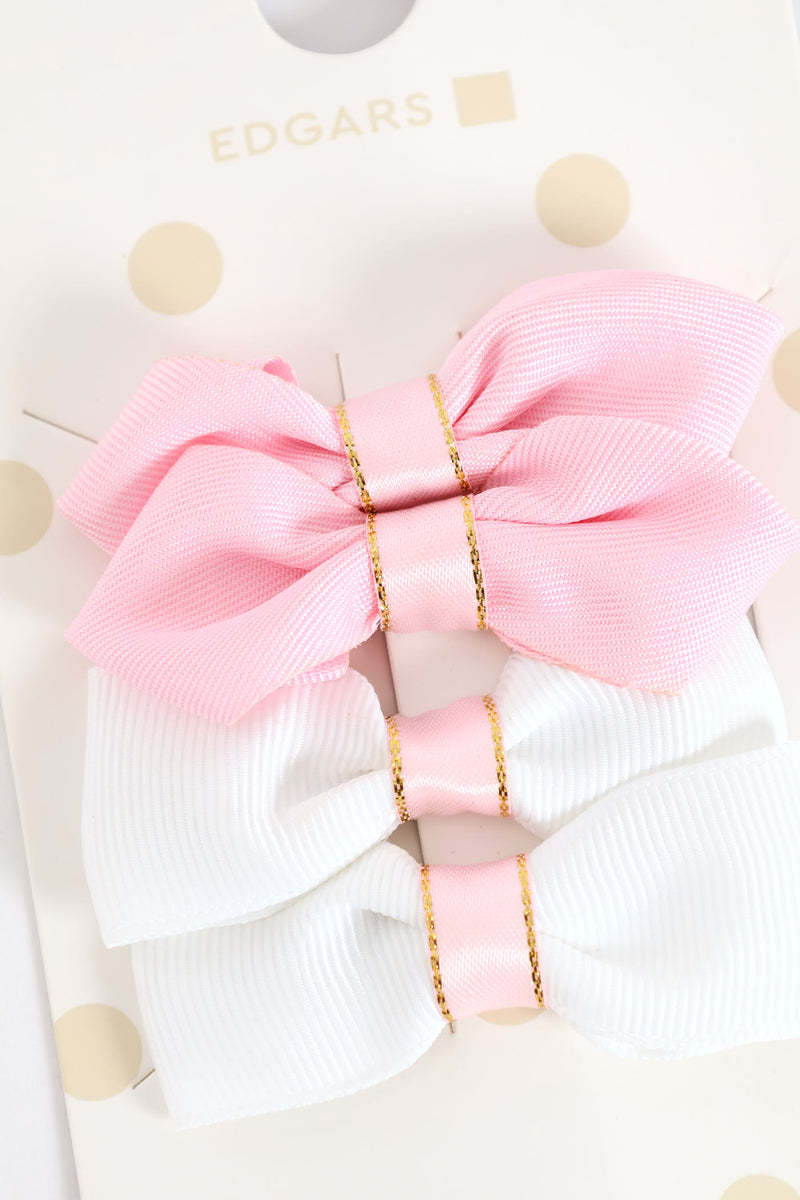 Girls Bow Small Clips - Pink