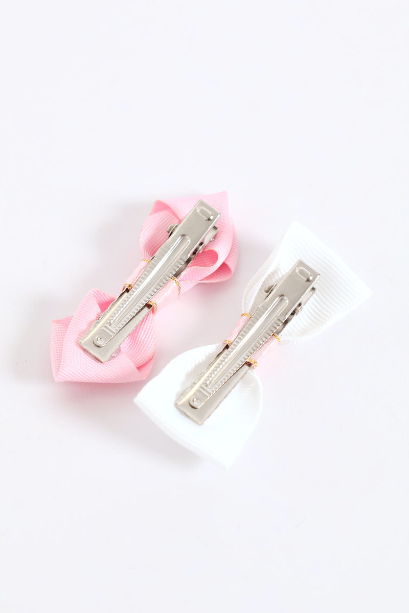 Girls Bow Small Clips - Pink