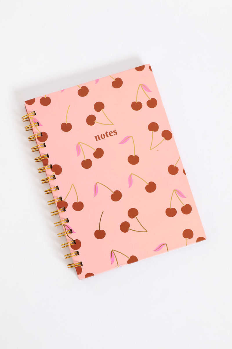 Cherry Print 80 Page Ring Binder Notebook - Pink