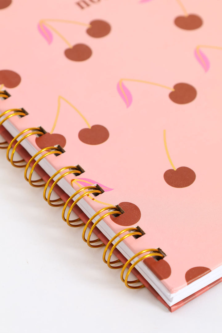 Cherry Print 80 Page Ring Binder Notebook - Pink