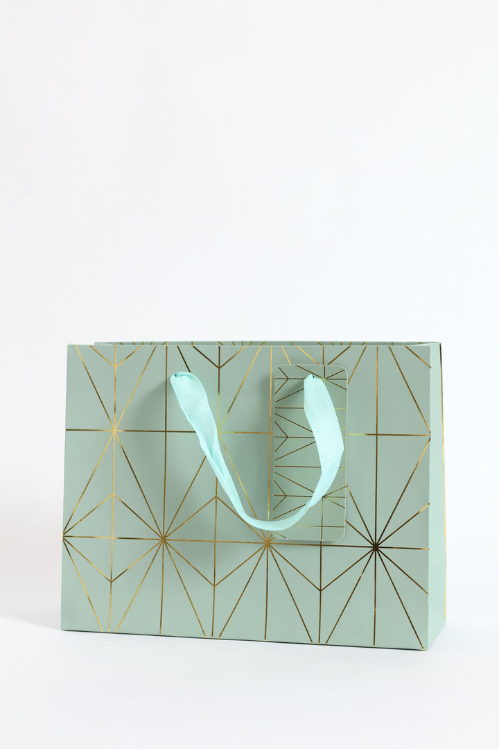 Diamond Foil Print Gift Bag - Sage