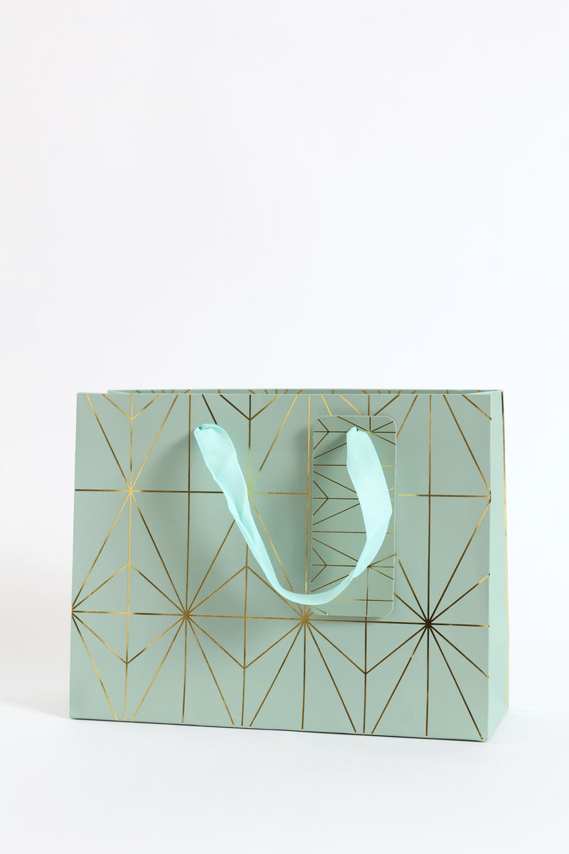 Diamond Foil Print Gift Bag - Sage