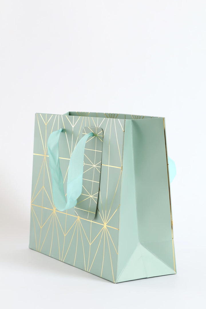 Diamond Foil Print Gift Bag - Sage