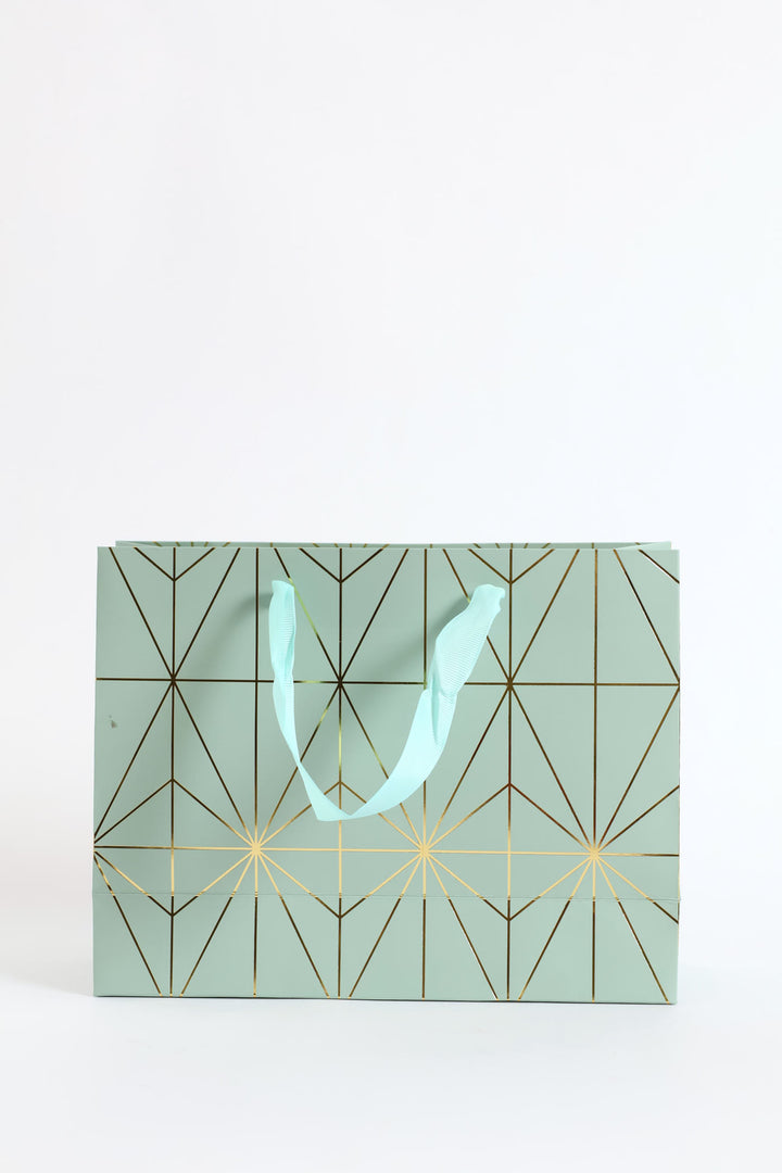 Diamond Foil Print Gift Bag - Sage