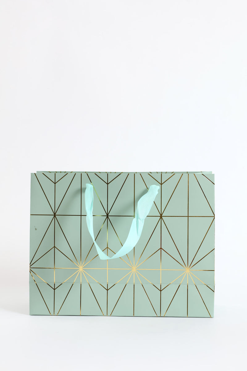 Diamond Foil Print Gift Bag - Sage