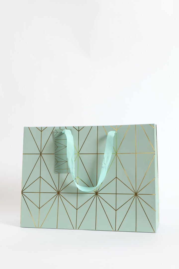 Diamond Foil Print Gift Bag - Sage