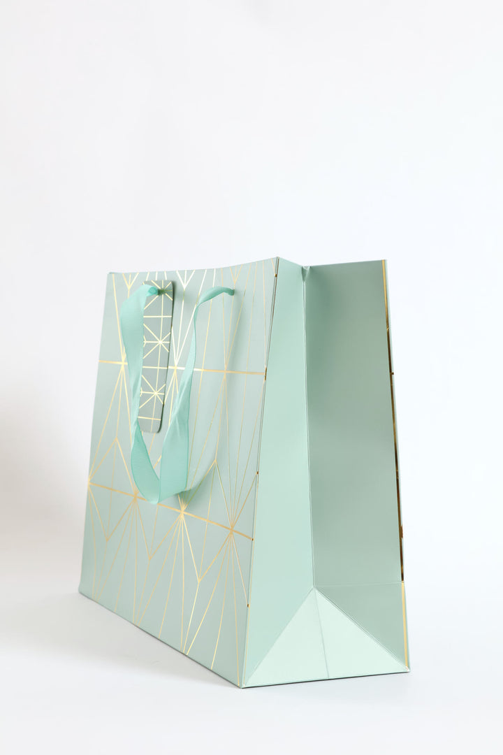 Diamond Foil Print Gift Bag - Sage