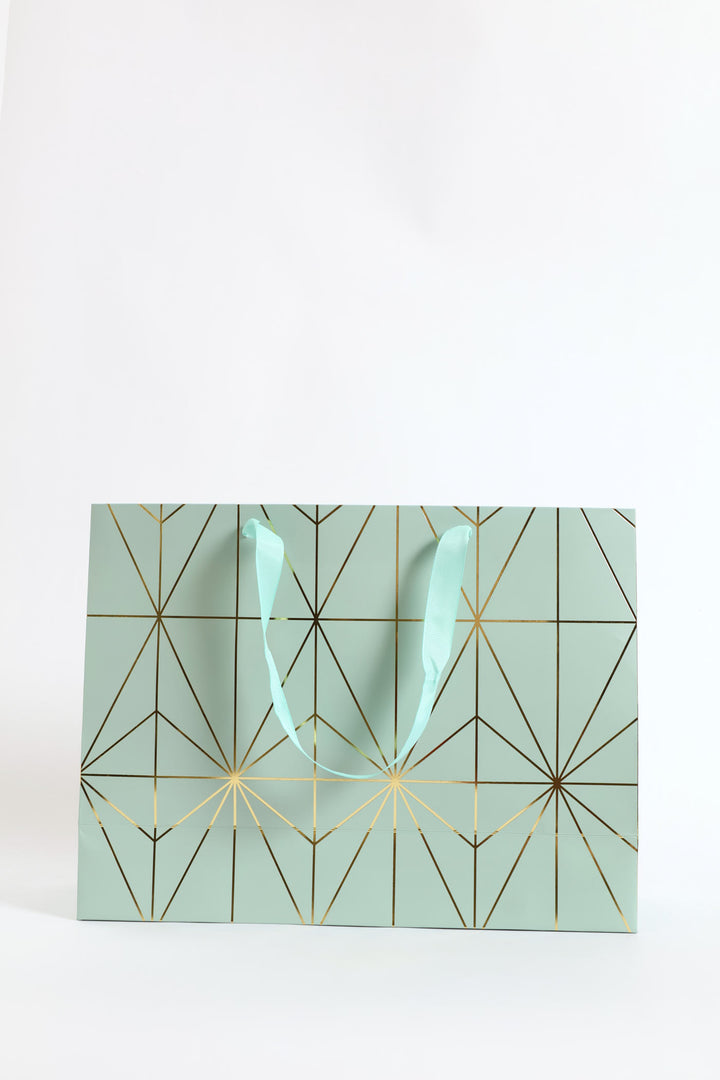 Diamond Foil Print Gift Bag - Sage