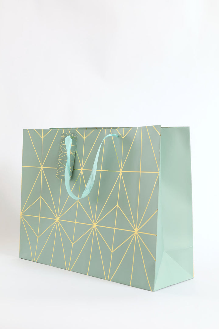 Diamond Foil Print Gift Bag - Sage