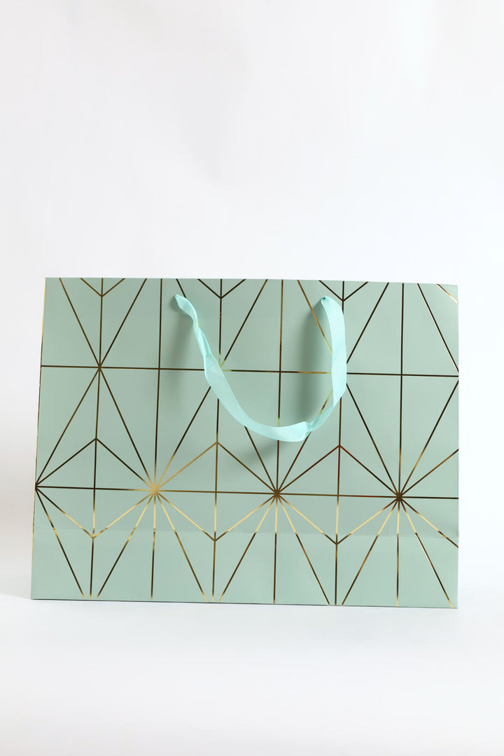 Diamond Foil Print Gift Bag - Sage
