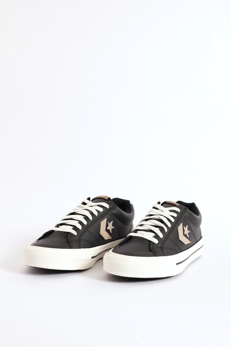 Sport Casual Faux Leather Sneaker - Black