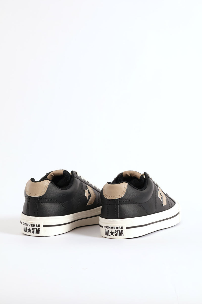 Sport Casual Faux Leather Sneaker - Black