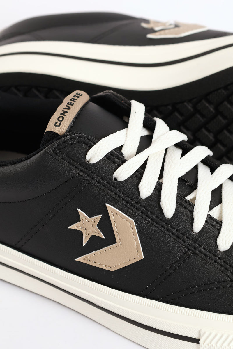 Sport Casual Faux Leather Sneaker - Black