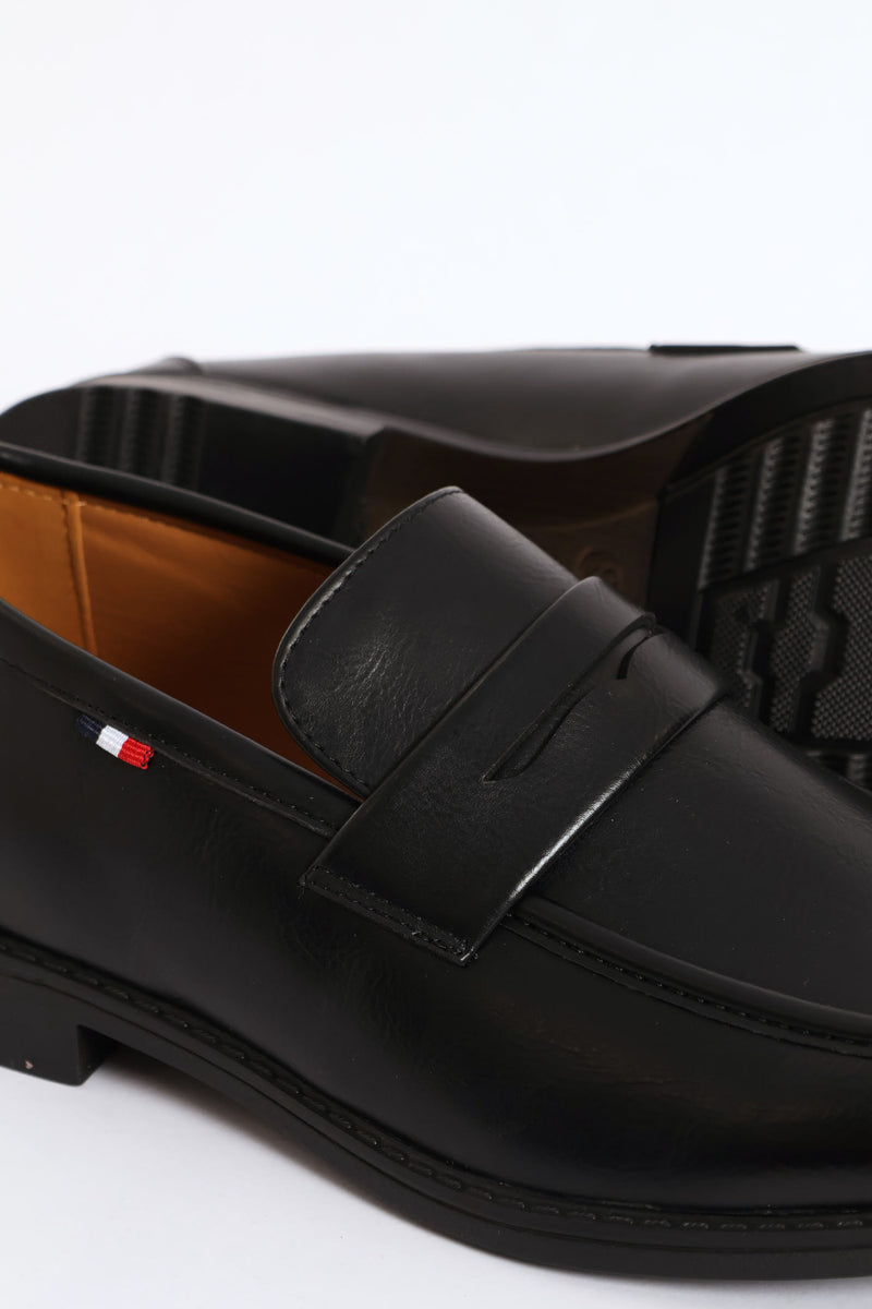 Penny Moccasin Formal Slip On - Black