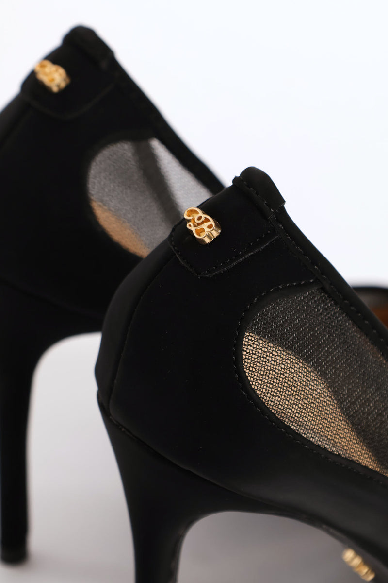 Lola 55 Mesh Court Stiletto Heel - Black