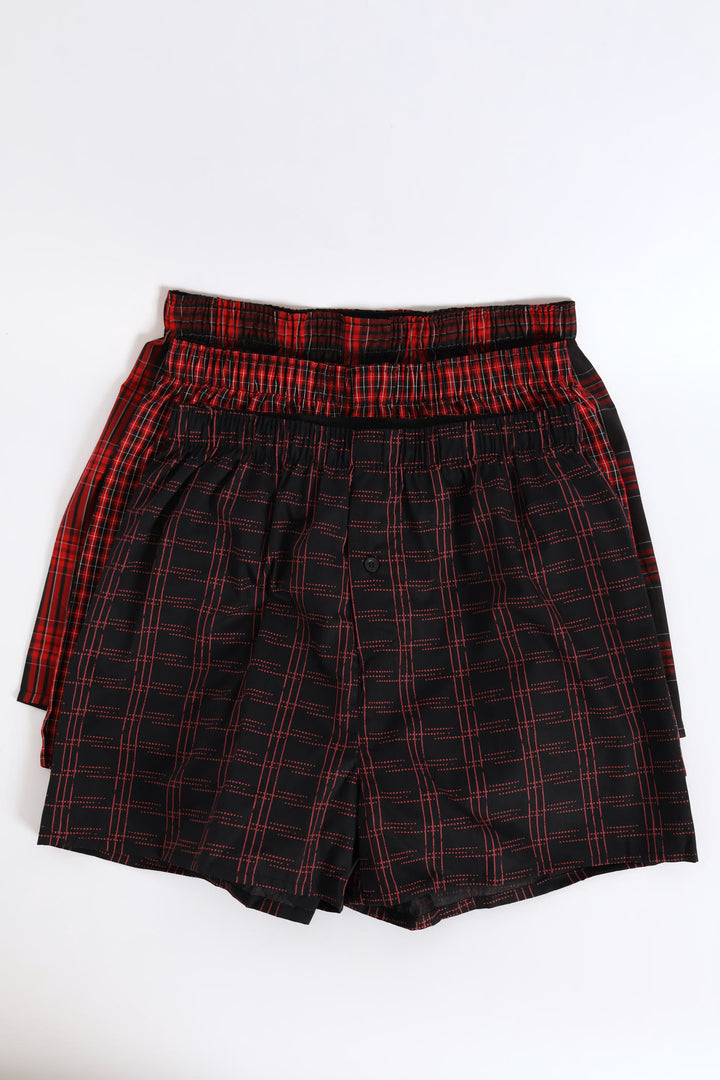 3 Pack Design Boxers - Red