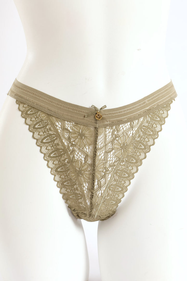 Full Lace Brazilian Panty - Khaki