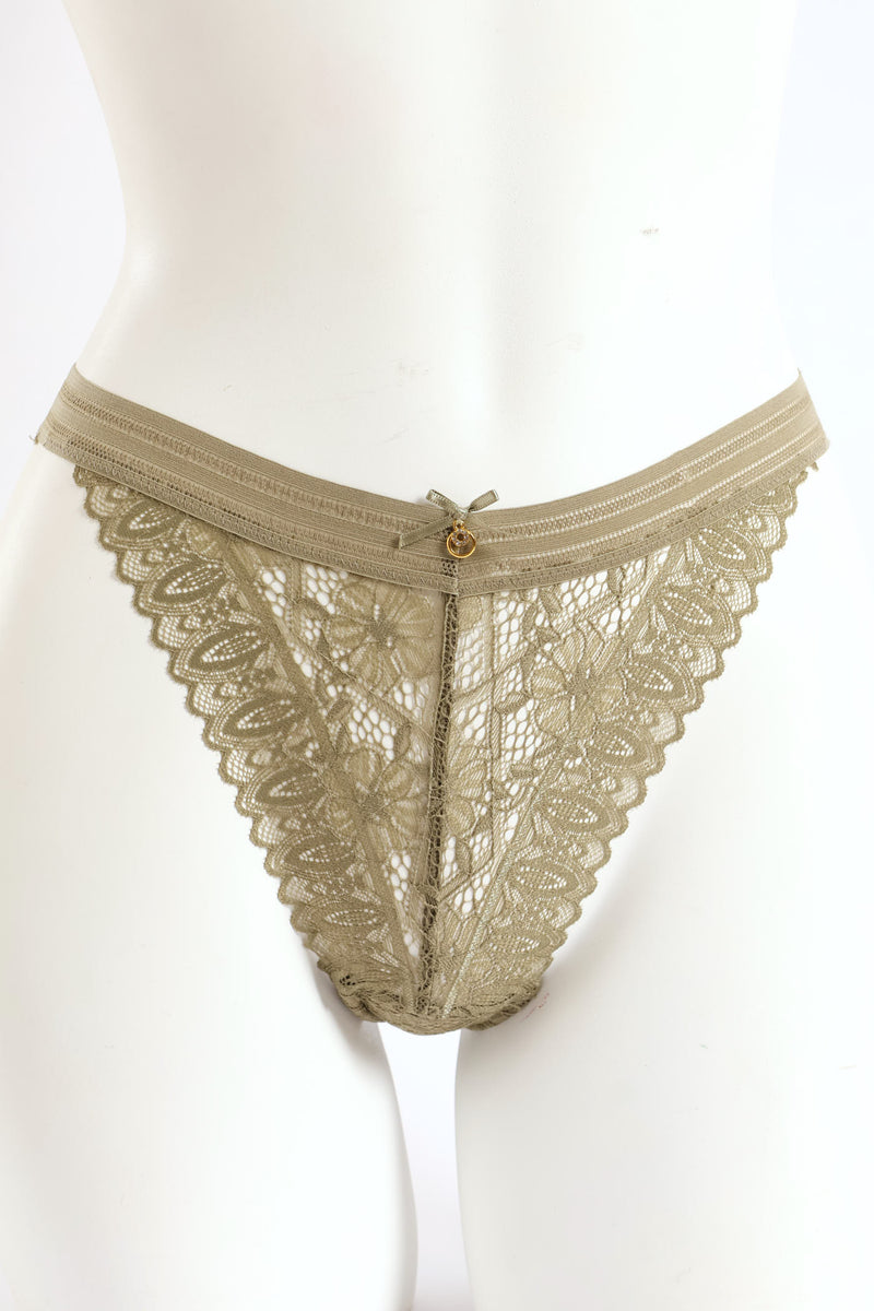 Full Lace Brazilian Panty - Khaki