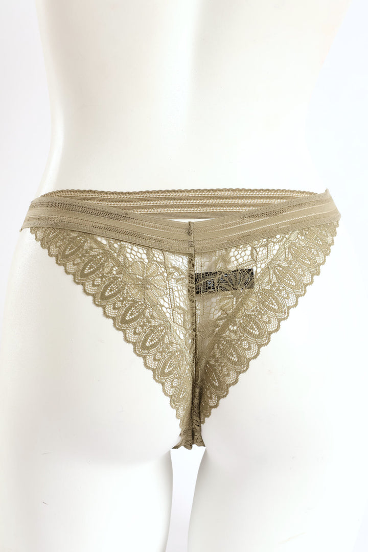 Full Lace Brazilian Panty - Khaki