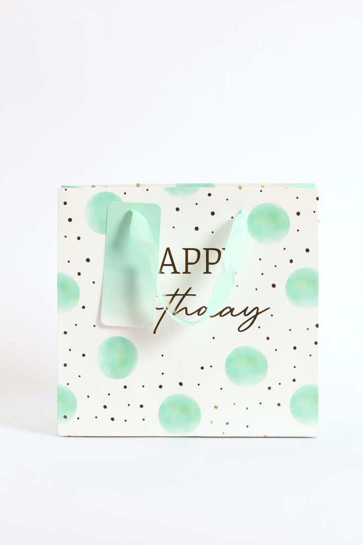 Happy Birthday Dot Gift Bag - Mint
