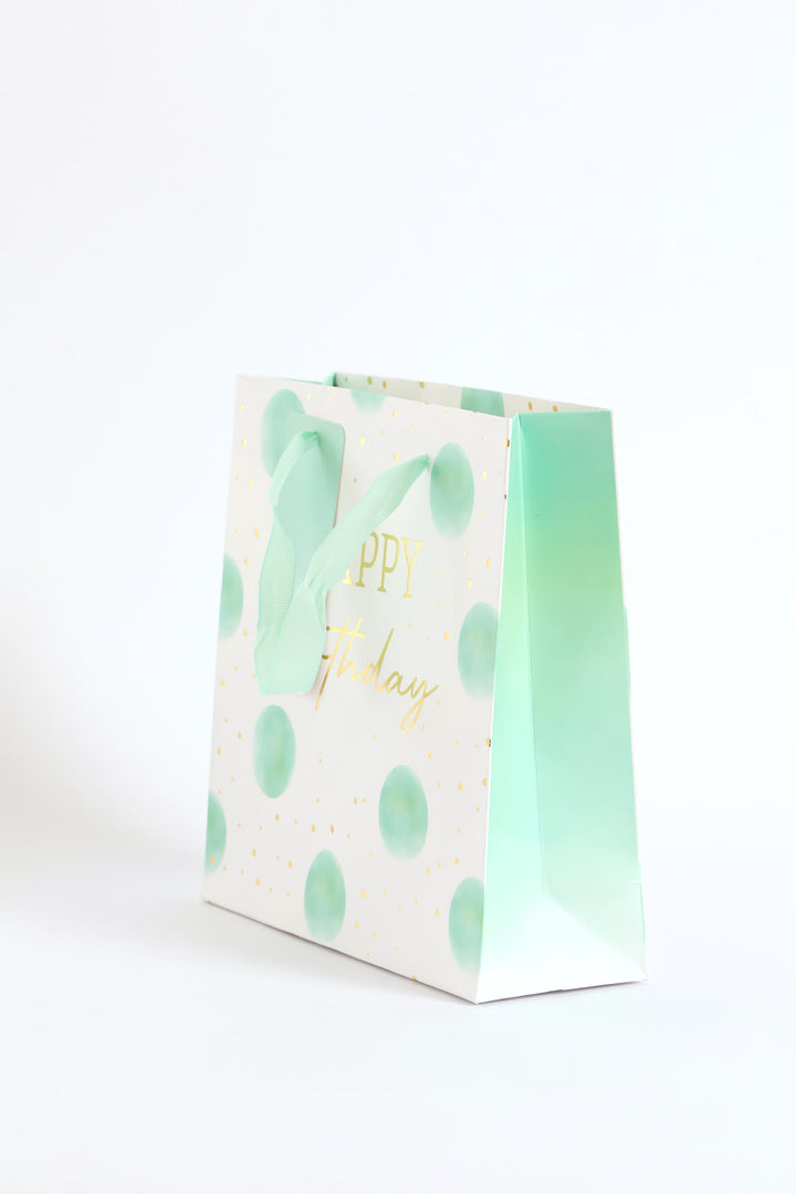 Happy Birthday Dot Gift Bag - Mint