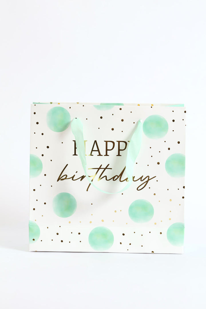 Happy Birthday Dot Gift Bag - Mint