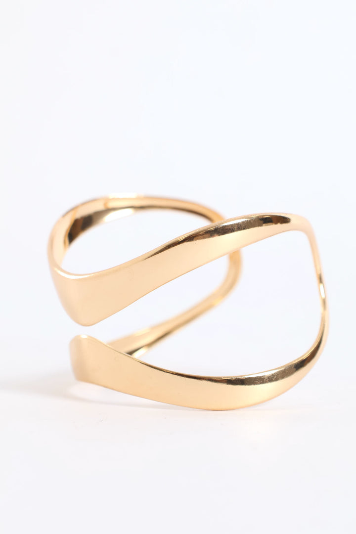 Cutout Curved Cuff Bracelet - Gold