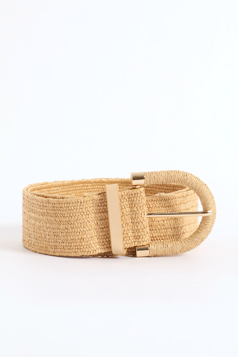 Straw Fashion Belt - Beige